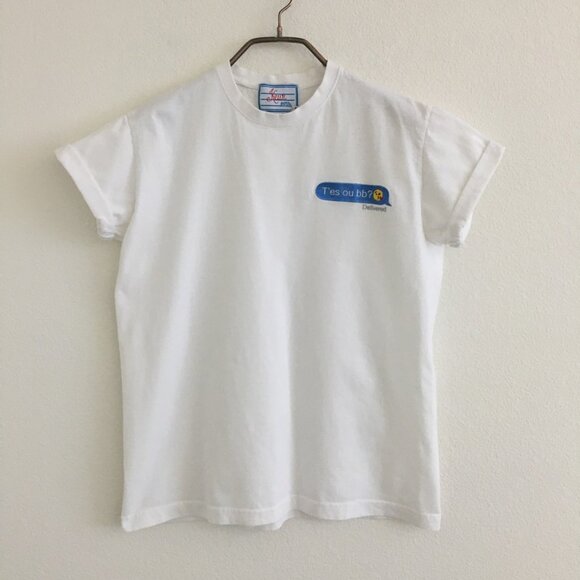 Keur Paris T-Shirt Size Small Text Messages Embroidered  T'es ou bb? "Delivered" - Picture 1 of 10